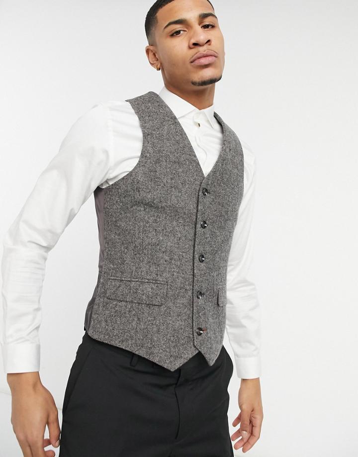 Harry Brown Gray Donegal Slim Fit Vest-grey