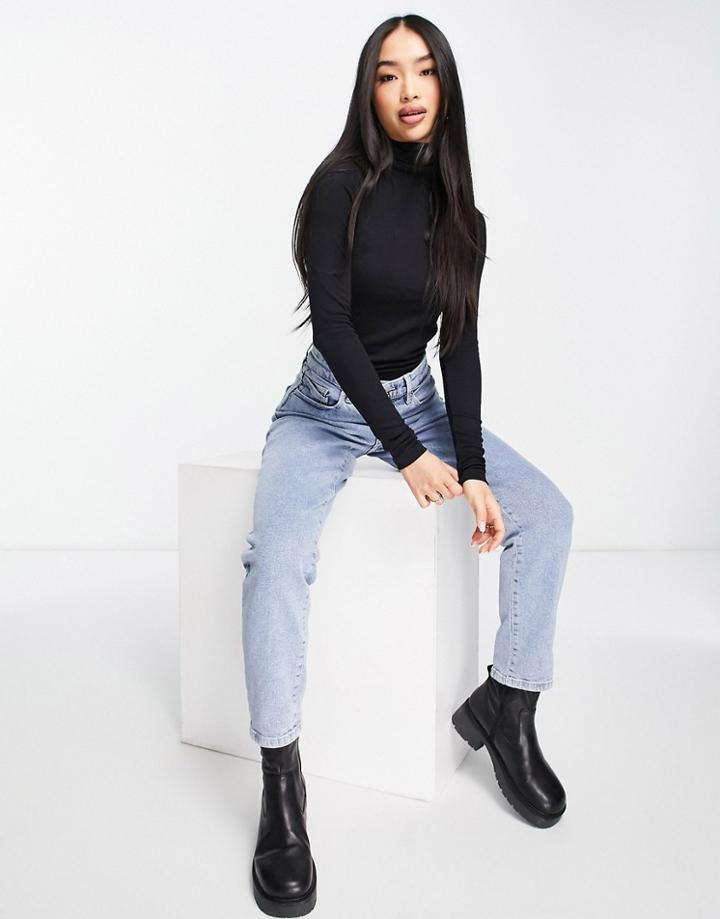 Urban Revivo Roll Neck Jersey Top In Black
