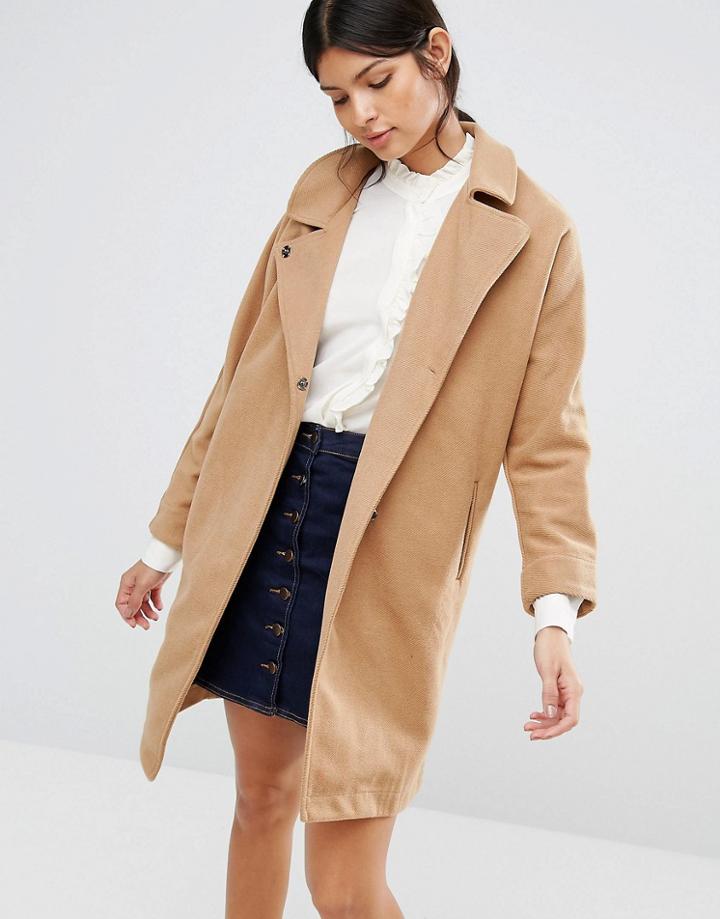 Love & Other Things Asymmetric Zip Coat - Orange