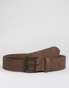 Asos Suede Belt With Texture - Gray