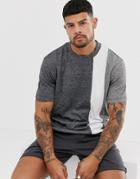 Asos Design T-shirt In Twisted Jersey Vertical Color Block - Navy