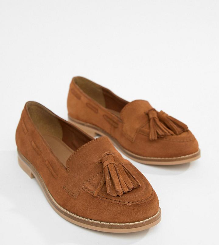 Asos Design Messenger Wide Fit Suede Tassel Loafers-tan