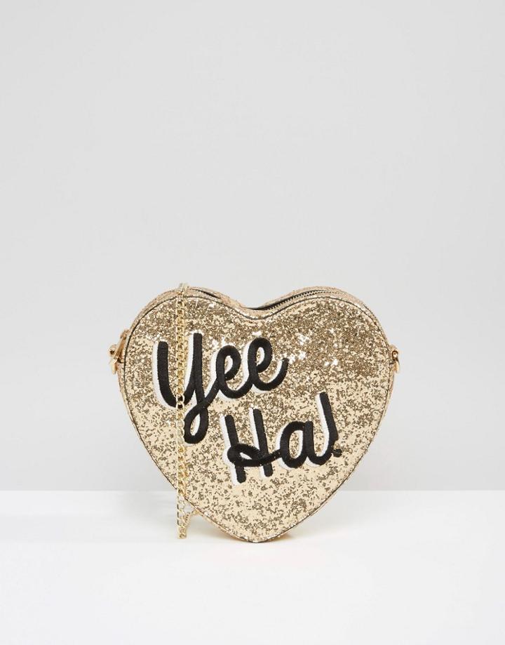 Skinnydip Gold Glitter Yee Ha! Crossbody Bag - Gold