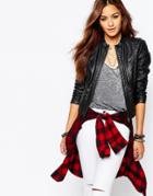 Noisy May Macy Short Leather Look Jacket - Black