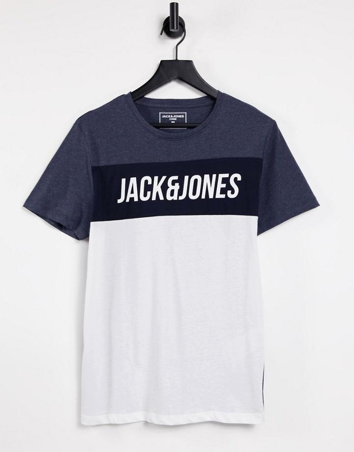 Jack & Jones Logo Panel T-shirt In White