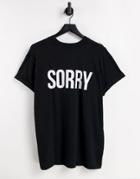 Night Addict 'sorry' Back Print Oversized T-shirt-black