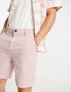 Topman Cotton Blend Slim Chino Shortsshorts In Pink - Pink