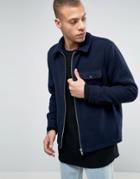 Weekday Greg Wool Overshirt Jacket 2 Pocket - Navy