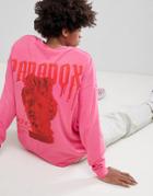 Asos Design Oversized Long Sleeve T-shirt With Paradox Back Print - Pink