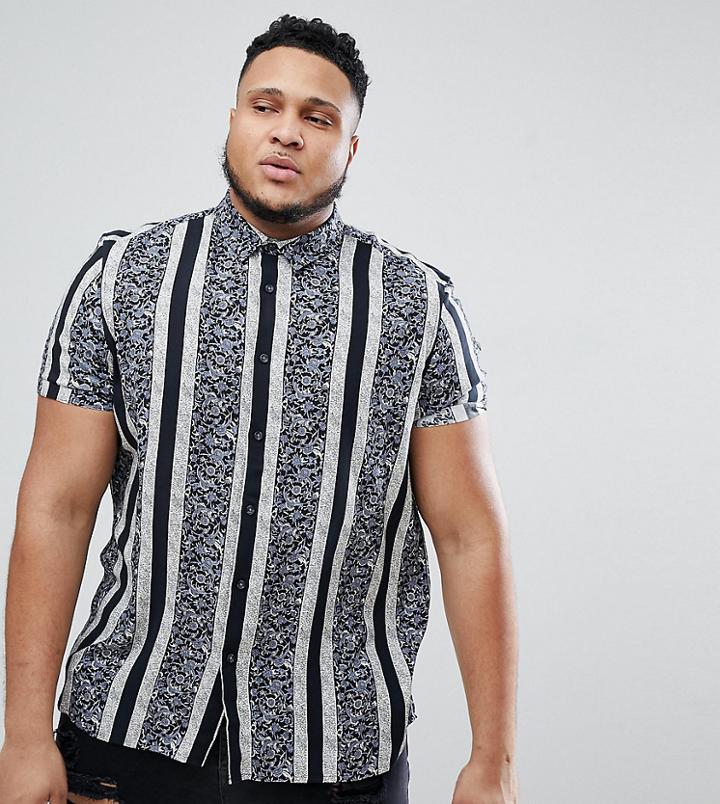 Asos Design Plus Regular Fit Vintage Stripe Shirt - Black