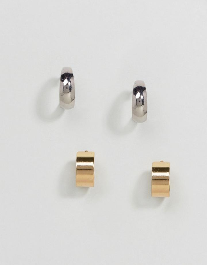 Asos Pack Of 2 Mini Hoop Earrings - Multi