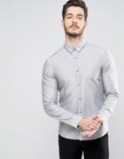 Hugo By Hugo Boss Ero 3 Shirt Collar Stripe Slim Fit In Gray Melange - Gray