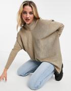 Style Cheat Hope Knitted Roll Neck Sweater In Beige-neutral