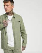 Liquor N Poker Long Sleeve Worker Shirt In Green - Green