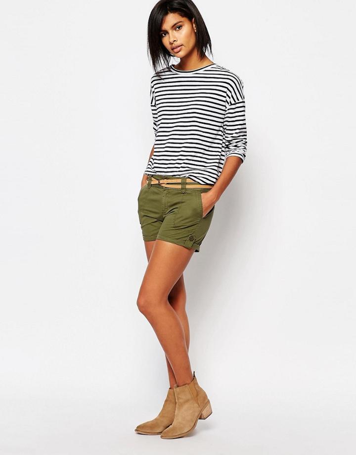 Vero Moda Belted Cargo Shorts - Khaki