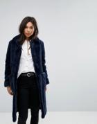 Parka London Isabel Super Soft Faux Fur Coat - Navy