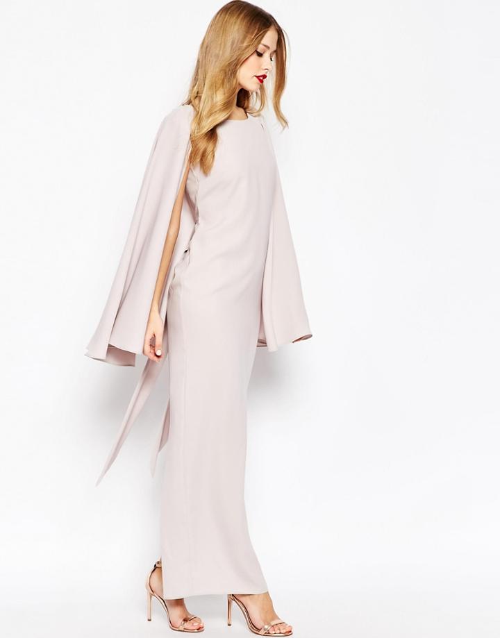Asos Extreme Cape Knot Front Maxi Dress - Gray