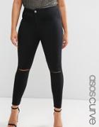 Asos Curve Rivington Jegging In Clean Black With Rips - Black