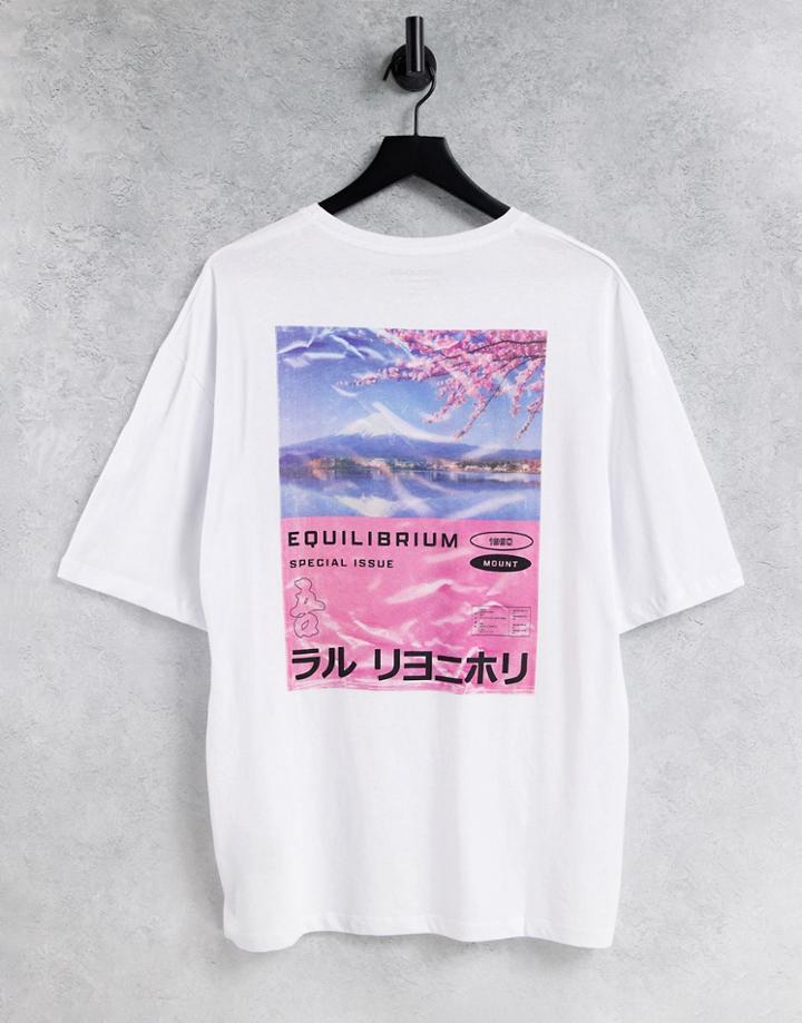 Jack & Jones Originals Oversized T-shirt With Mountain Back Print In White