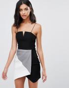 Rare Monochrome Mini Dress With Contrast Cut Out Detail - Black