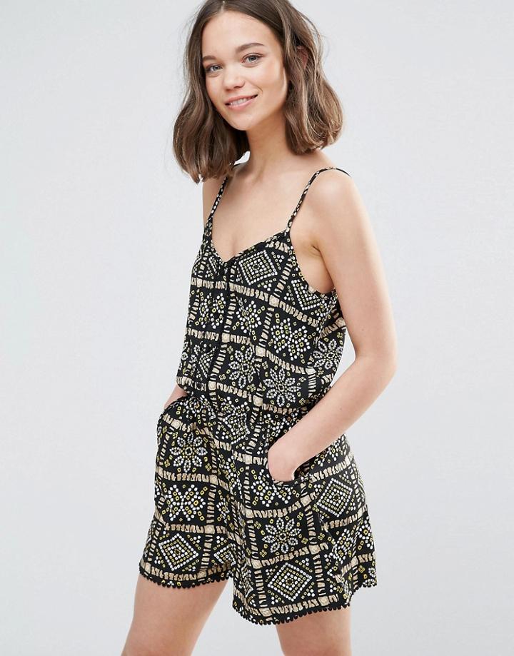 Brave Soul Cooper Printed Romper - Black