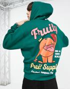 Crooked Tongues Hoodie With Fruity Supply Character Back Print In Green