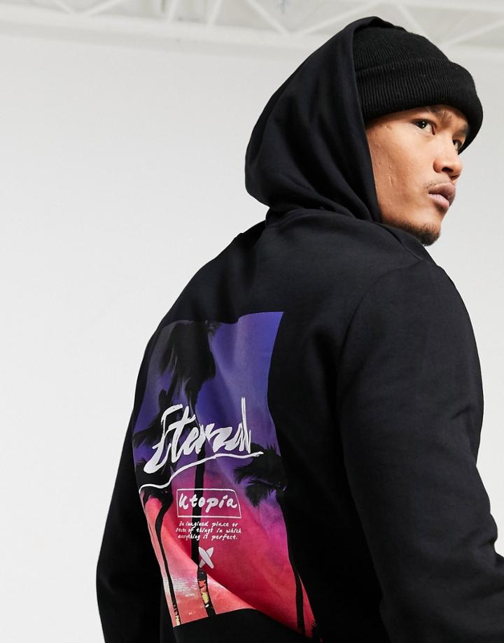 Asos Design Hoodie With Photographic Back Graphic In Black