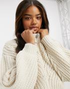 Topshop Chunky Cropped Sweater In Ivory-white
