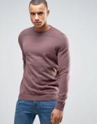 New Look Crew Neck Sweater With Textured Panel In Mauve - Purple