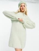 Skylar Rose Balloon Sleeve Sweater Dress In Sage Green