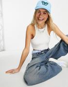 Noisy May Waffle Racer Neck Tank Top In White