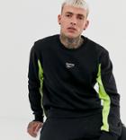 Reebok Sweatshirt With Neon Central Logo And Panels In Black Exclusive To Asos