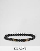 Seven London Fleur De Lys Beaded Bracelet In Black Exclusive To Asos -