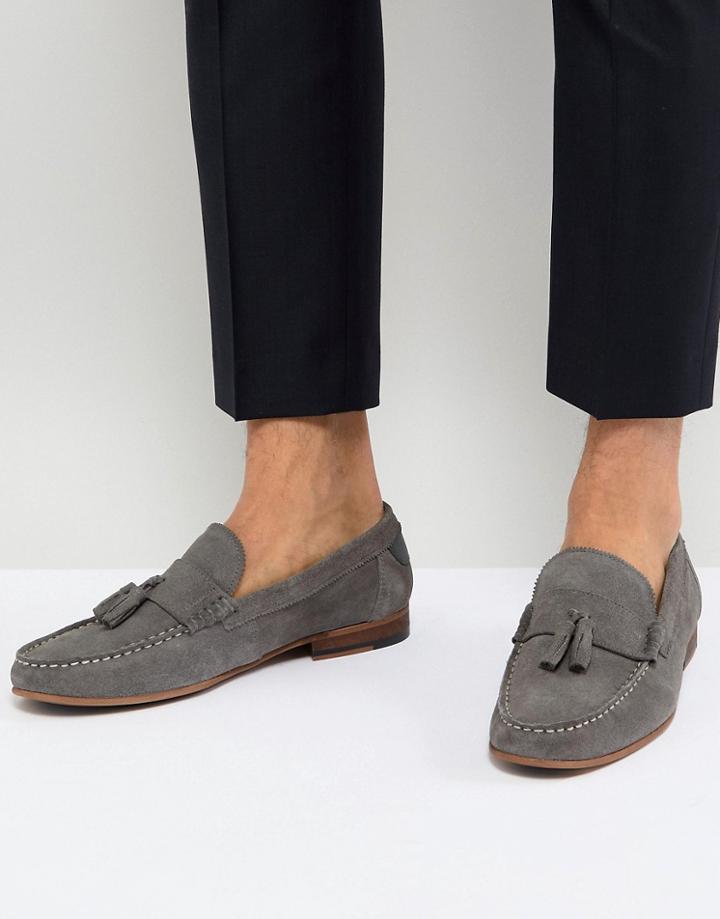 Walk London Will Suede Tassel Loafers In Gray - Gray