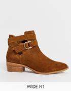 Simply Be Wide Fit Ankle Boot In Brown Suede - Brown