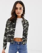 Asos Design Cord Jacket In Camo Print - Multi