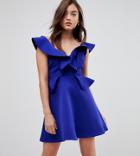 River Island Frill Detail A-line Mini Dress - Blue