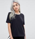 Asos Petite T-shirt With Dip Back And Contrast Trim - Black