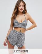 Asos Petite Cami Beach Top In Gingham Print Co-ord - Multi
