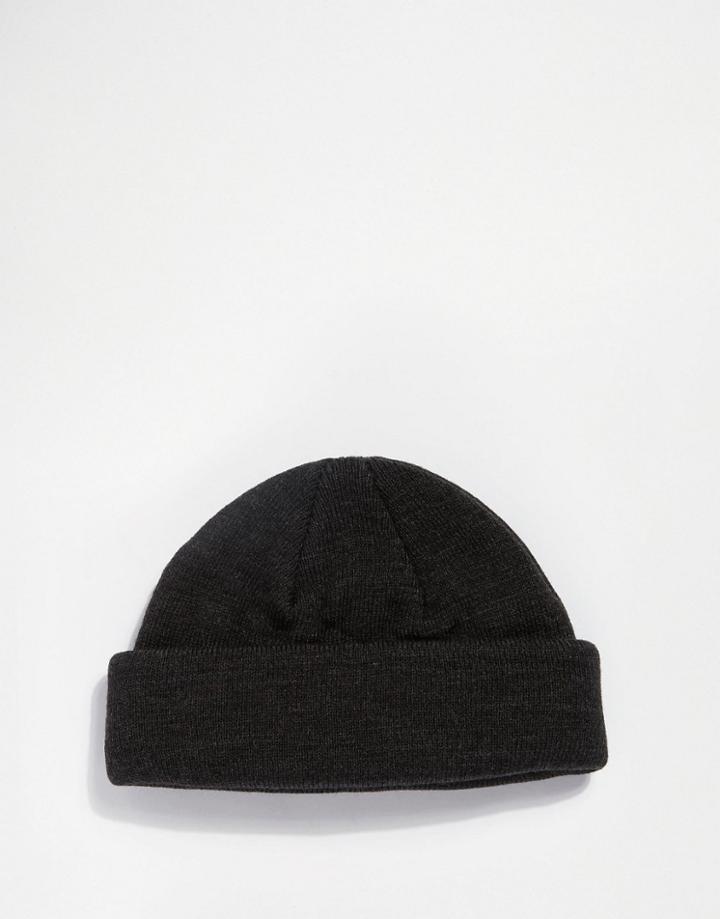 Asos Mini Fisherman Beanie In Charcoal - Gray