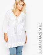 Diya Plus Sun Dress Wiith Crochet Detail - White