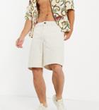 New Look Loose Fit Twill Shorts In Stone-neutral