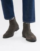 Asos Design Chelsea Boots In Gray Suede With Black Sole - Gray