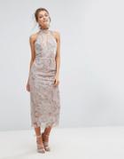 True Violet Keyhole Lace Midi Dress - Pink