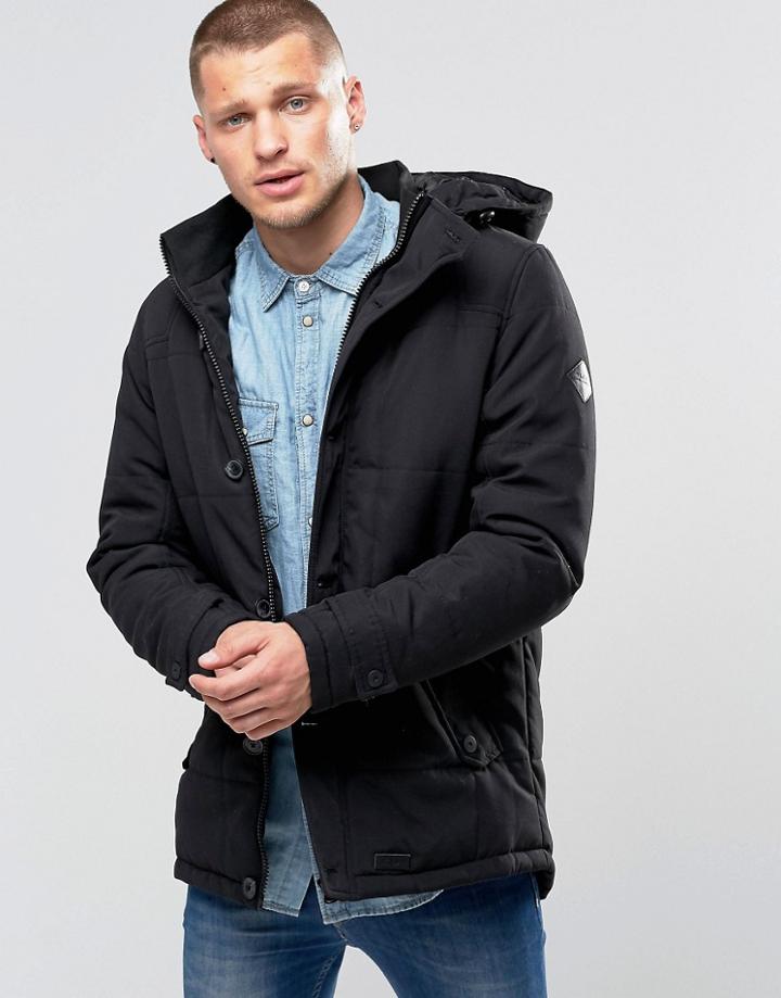 Blend Hooded Heavy Parka Jacket Black - Black