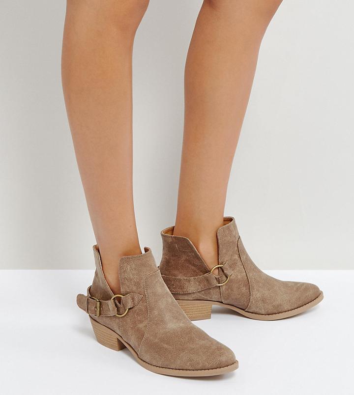 Qupid Western Trim Boot - Beige