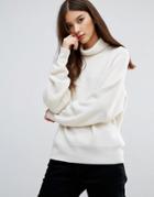 Gestuz Claudia Roll Neck Wool Mix Sweater - White