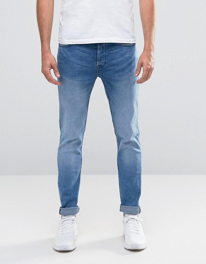 Only & Sons Light Wash Skinny Fit Jeans With Stretch - Blue