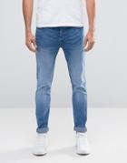 Only & Sons Light Wash Skinny Fit Jeans With Stretch - Blue