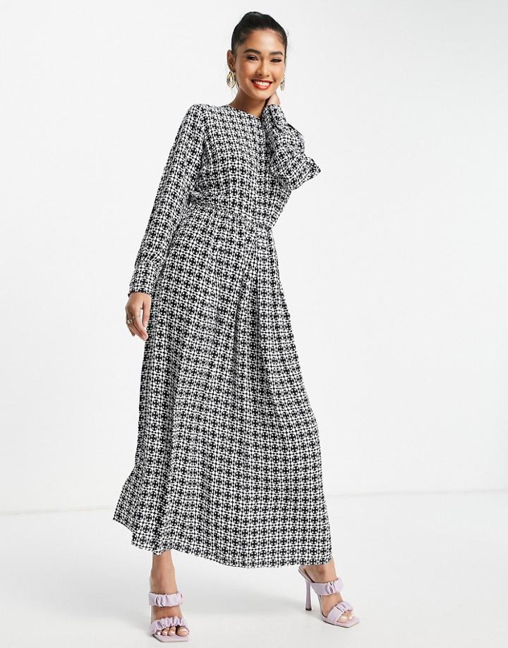 Trendyol Geometric Floral Maxi Dress In Navy-blues